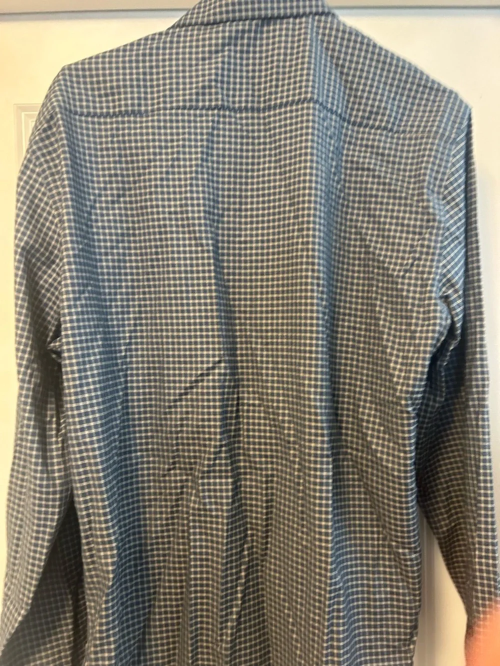 Men's  Sea Blue Check Button-Up Shirt- Long Sleeved -Size XXL - Picture 3 of 5